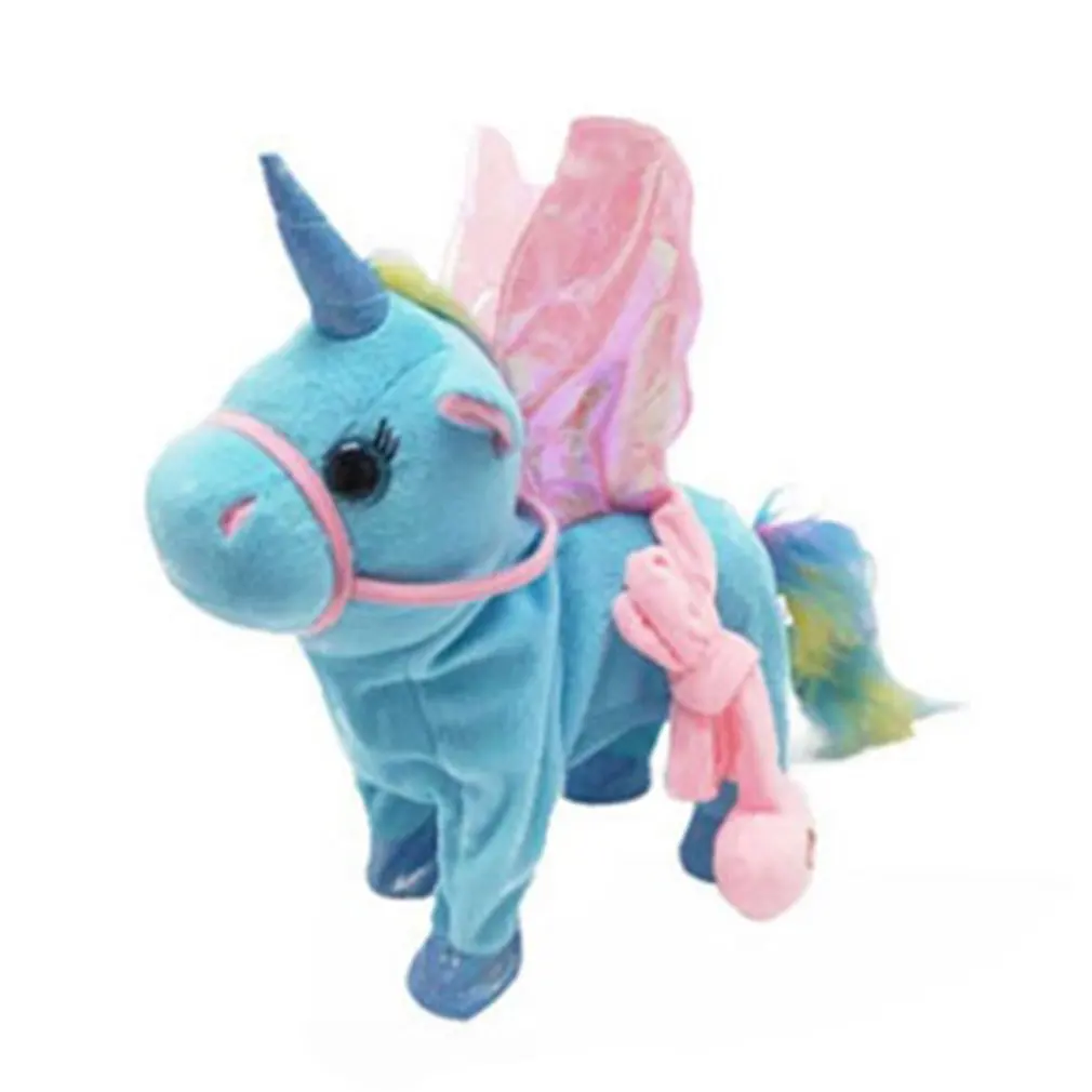 Милый Единорог поводок Летающая Лошадь Фигурка будет ходить, чтобы спеть Электрический Дракон лошадь плюшевые игрушки Мода Профессиональный