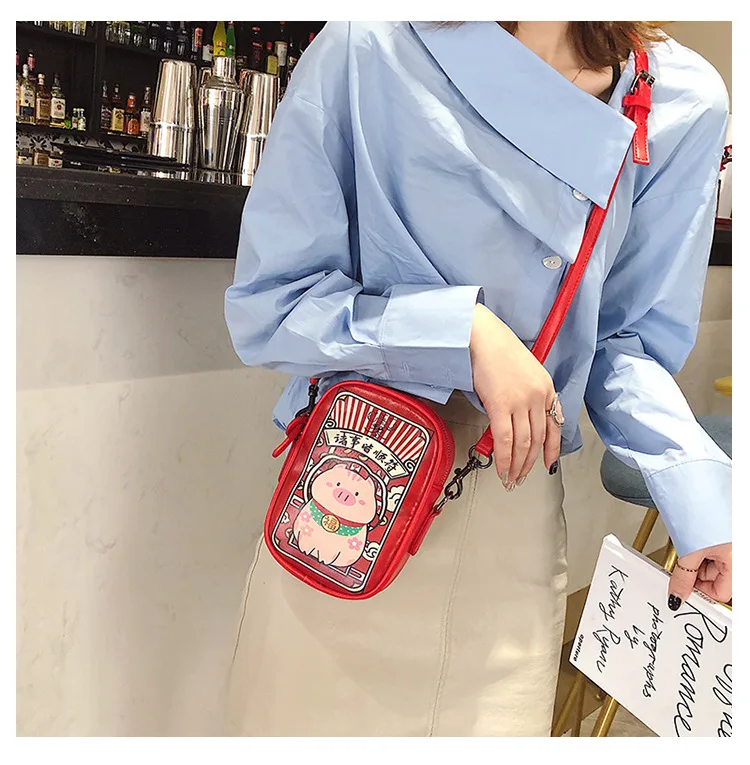

Pig Chinese Red Small Cute Chain Cool Versatile 2019 New Style Shoulder Phone Bag Practical Thin Women's