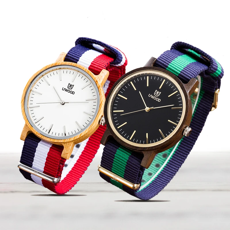 UWOOD Men Wooden Quartz Watch Casual Nylon Watch Band Wristwatch for Men|Quartz Watches|   - AliExpress