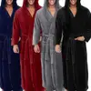 Winter Thick Warm Bathrobe Men Coral Fleece Robe Nightgown Bath Gown Sleepwear Loose Soft Long Nightwea ► Photo 1/6