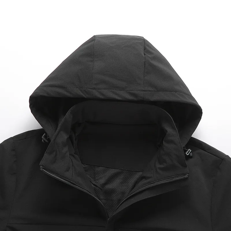 Однослойная Мужская штурмовая куртка с капюшоном плащ водонепроницаемый и дышащий мягкий чехол для альпинизма сплошной цвет спандекс