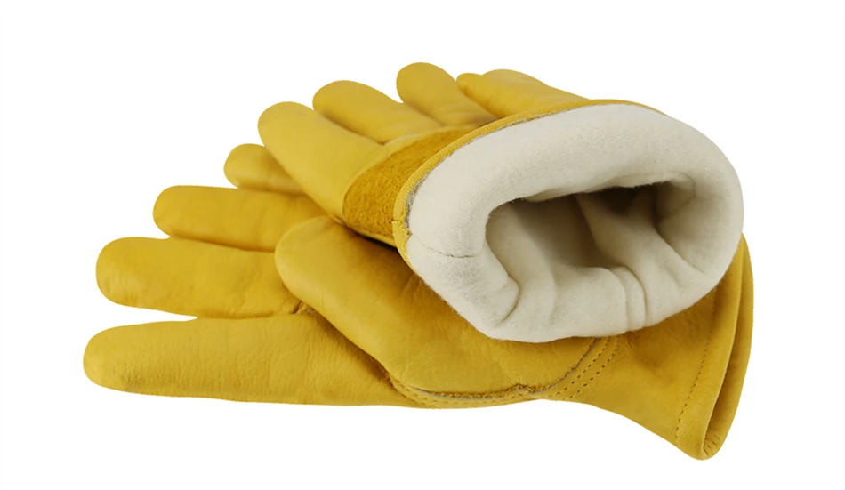 Зимние рабочие перчатки из воловьей кожи, теплые мотоциклетные перчатки, холодная погода, хлопковая подкладка, морозильная камера, рабочие перчатки