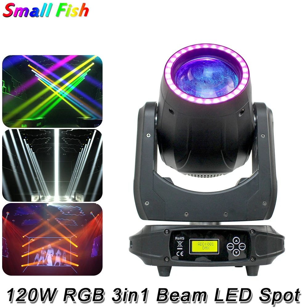 120W RGB 3in1 LED Beam Zoom Moving Head Light DMX512 Stage LED 6+12 Prism Spot Light For Wedding Led Music Party DJ Disco