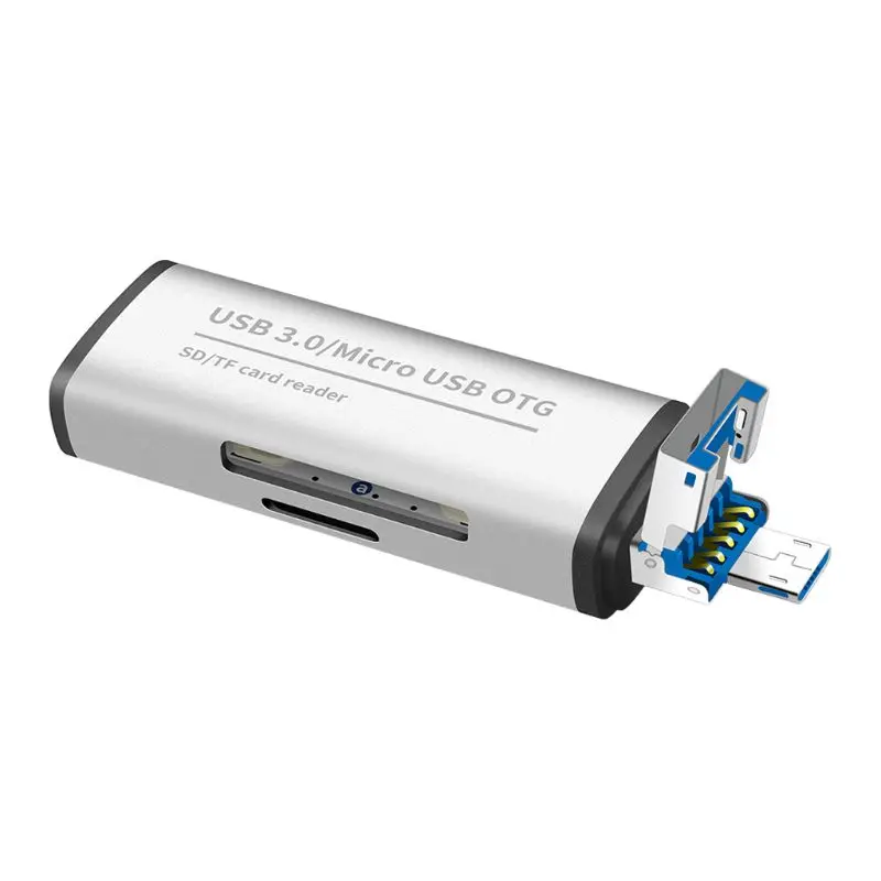 Металлический 2в1 USB3.0/Micro USB к SD/Micro SD кард-ридер адаптер для MacBook samsung huawei PC ноутбук мобильный телефон планшет