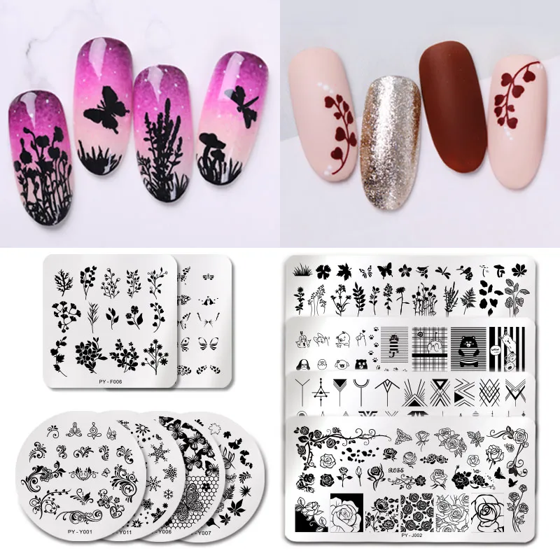 PICT YOU Striped Line Nail Stamping Plates Geometric Nail Art Templates ...