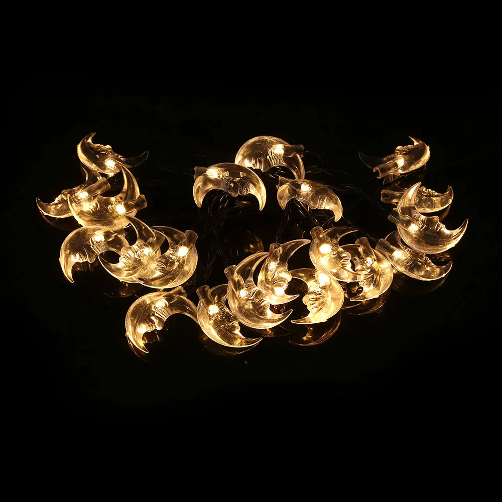 LED Moon Shape Light String Fairy Lights Solar Powered Christmas Decoration