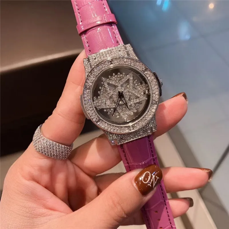 Women Watches Women Luxury Brand Fashion Silver Star Watch Diamond Womens Watches Top Brand Female Leather Wrist Watch C003