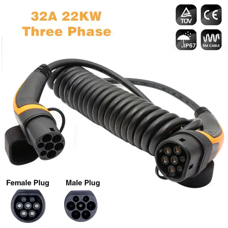 Evse Wallbox 22kw 32a 3 相ev充電スパイラルケーブルタイプ 2 にタイプ 2 Evコイル状ケーブル用車車充電ステーション 充電器 サービス機器 Aliexpress