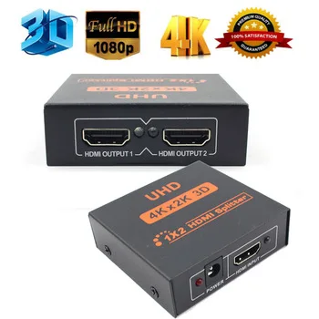UHD 4K*2K 3D 1 in 2 out 1X2 2 Port HDMI Splitter Hub Repeater Amplifier Full HD 1080p Female HDMI Audio Cable Converter Adapter
