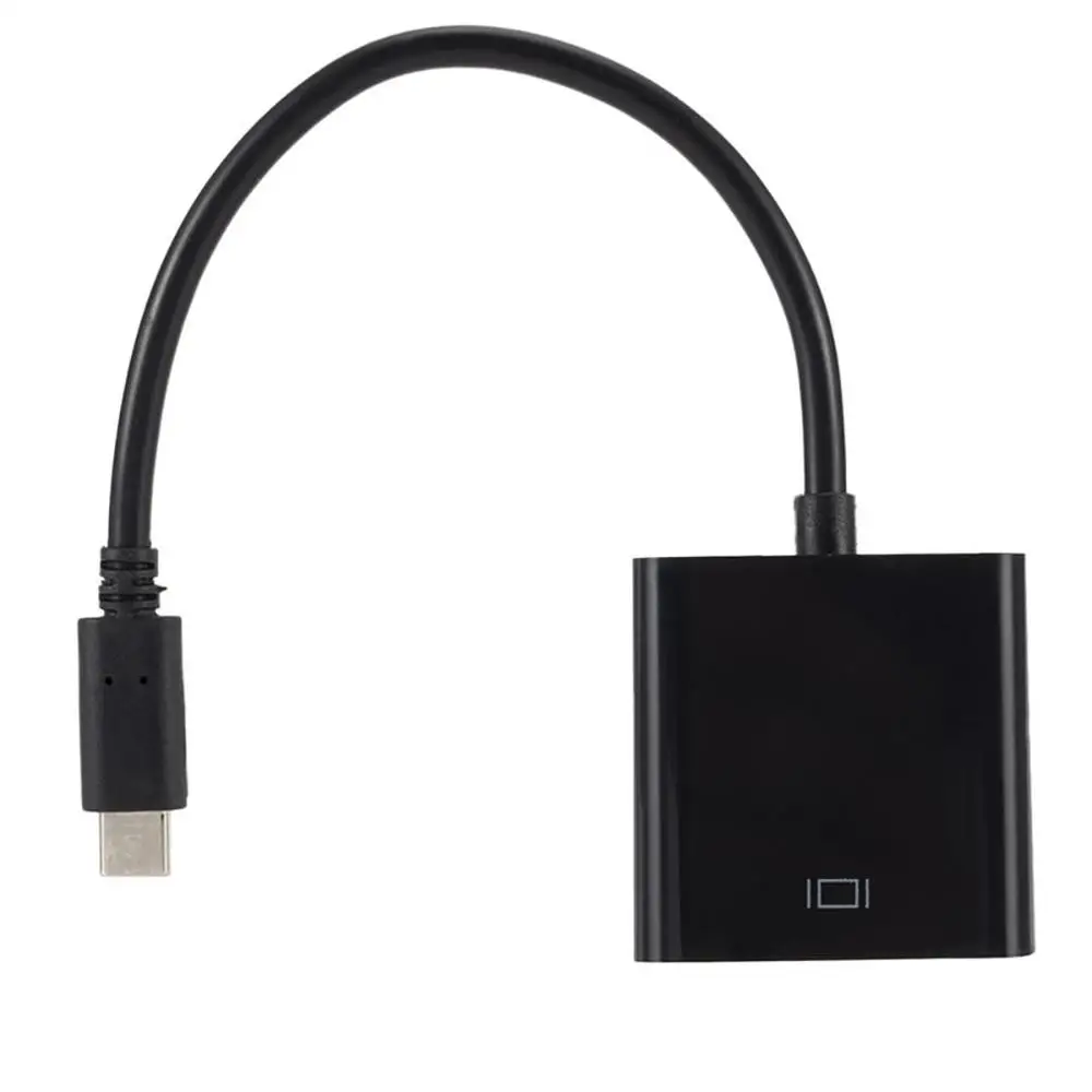 Прочный портативный черный пластиковый USB 3,1 type C USB-C мужчин и женщин VGA Кабель-адаптер для мобильного телефона для планшетных компьютеров