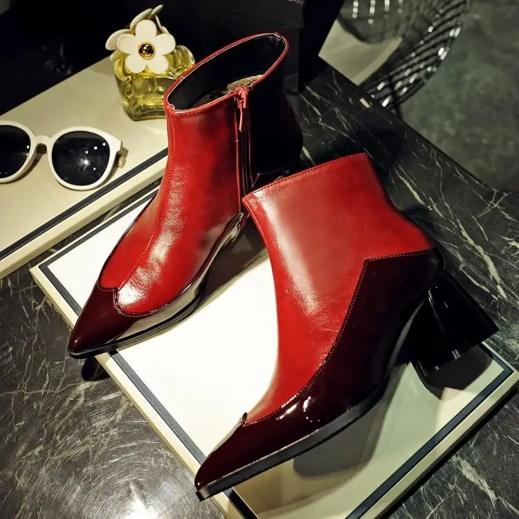 

Autumn winter women's boots short plush Chelsea boots fashion color matching square 6cm shoes luxury shoes women designers