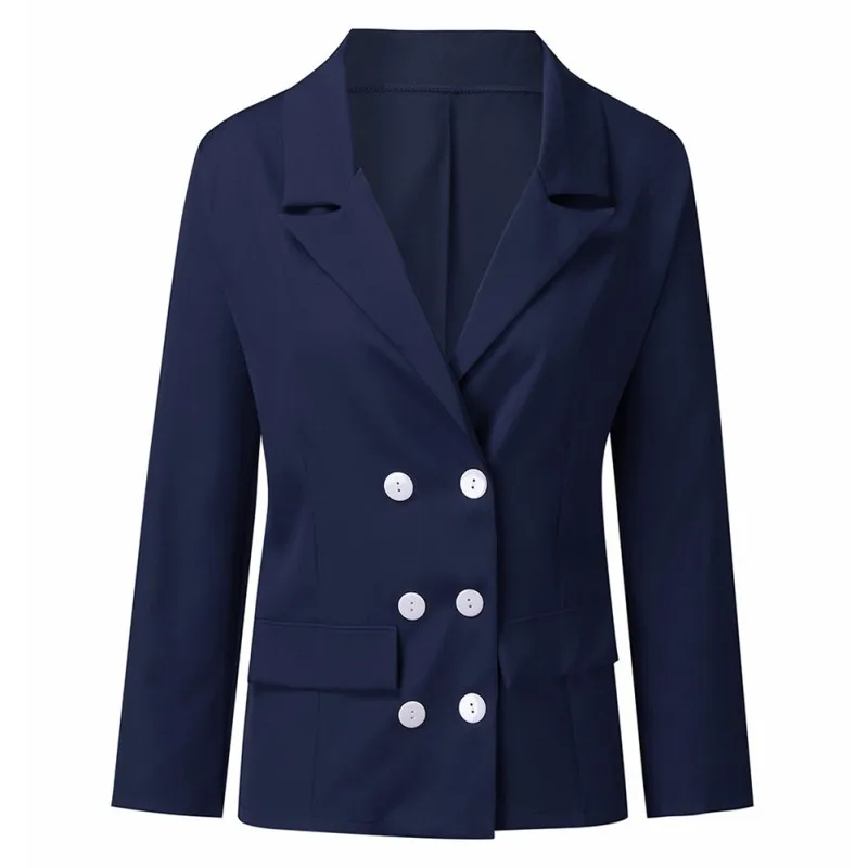 Fashion Blazer Women Autumn Spring Solid Color Jackets Lapel Casual Long Sleeves Slim Warm Coat Blazer Cardigan Tops