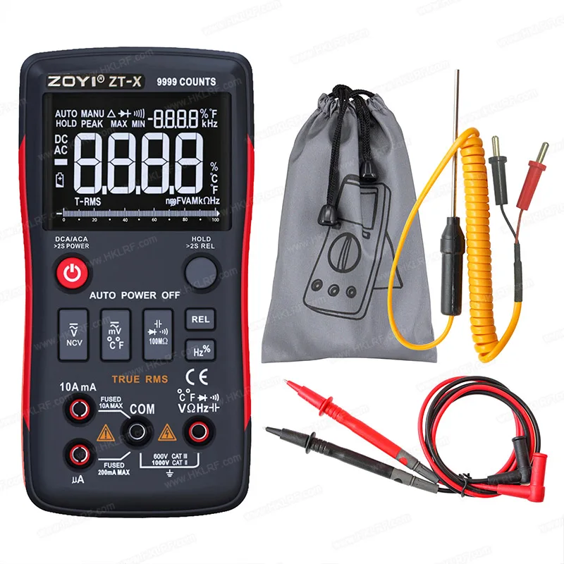 ZOYI ZT-X True-RMS Digital Multimeter Button 9999 Counts Voltage Current Ohm Auto multimeter with English Russian manual