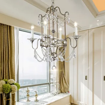 

American country living room bedroom villa stairs simple European Nordic minimalist European French candle crystal chandelier
