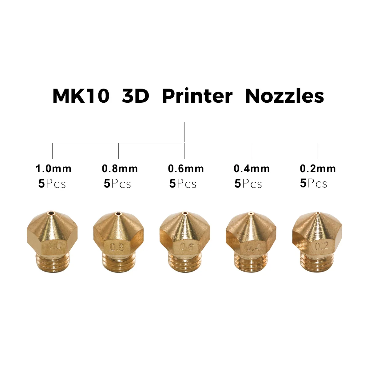 3D сопла для принтера набор инструментов для обслуживания MK10 M7 нить экструдер латунная насадка 0,2/0,4/0,6/0,8/1,0 мм печатающая головка для чистки
