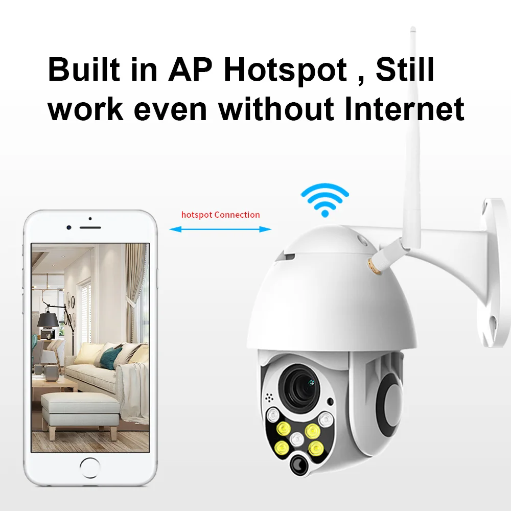 Ycc365plus Outdoor Wifi Camera PTZ 4X Zoom Street Video Surveillance Auto Tracking Motion Detection Remote View Home Security 5