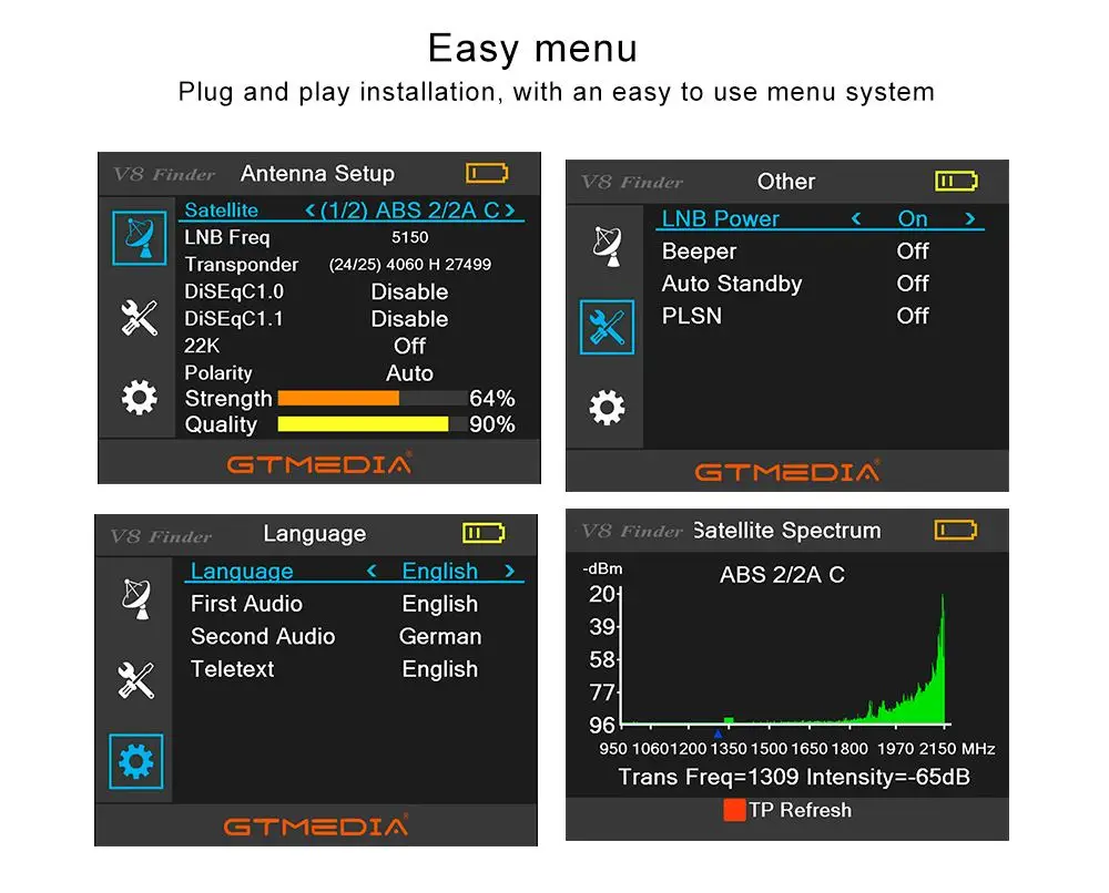 GTmedia V8 Finder спутниковый искатель Dvb s2 s2x HD сидел спутникового сигнала метр Цифровой