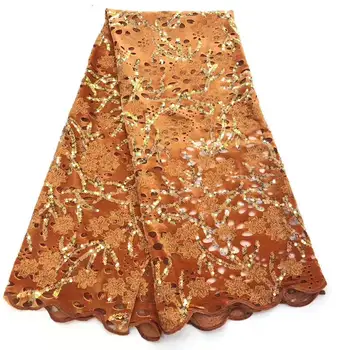 

Nigerian Velvet Lace Fabric 2020 High Quality African Lace Fabric With Sequins French Mesh Lace Fabric For woman dress