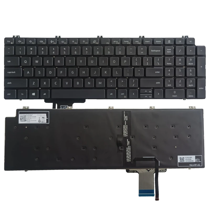 

NEW US laptop Keyboard FOR DELL Precision 7550 7750 0713DM US keyboard black with backlight No frame