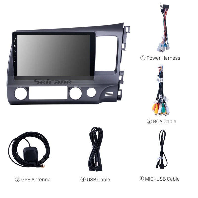 Автомобильный радиоприемник Seicane 10 1 дюйма Android 9 0 Bluetooth GPS для 2006-2011 Honda CIVIC RHD