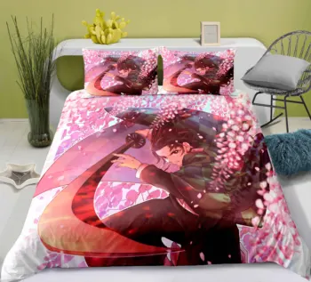 

Devil's Blade Anime Home Textile Pillow Case Quilt Demon Slayer Kimetsu No Yaiba Kamado Tanjirou Nezuko Home Decor Bedding Set