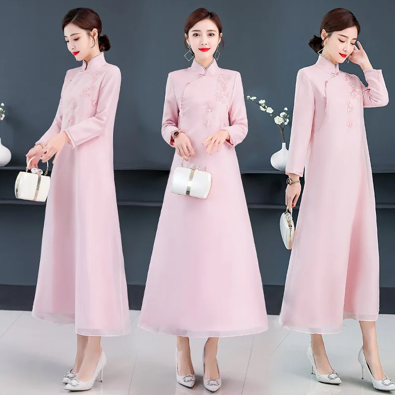 

Chinese-style Improved Cheongsam Dress 2020 Spring And Summer New Style Retro National Wind WOMEN'S Dress Chinese Style Zen Tea