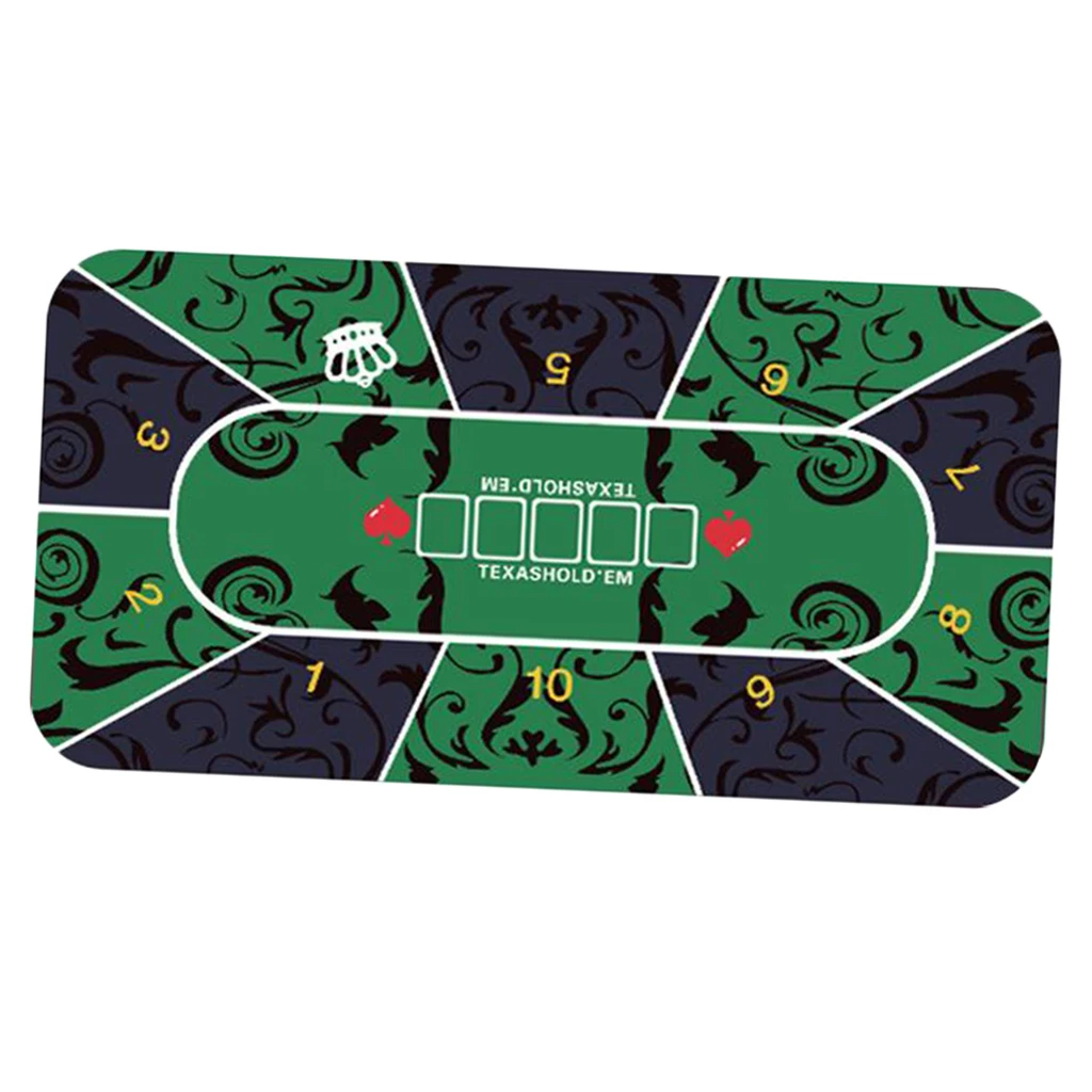 Folding Poker Table Top Mat Professional Texas Portable Rubber Foam Poker Table Layout Gambling Players Game Layout Green
