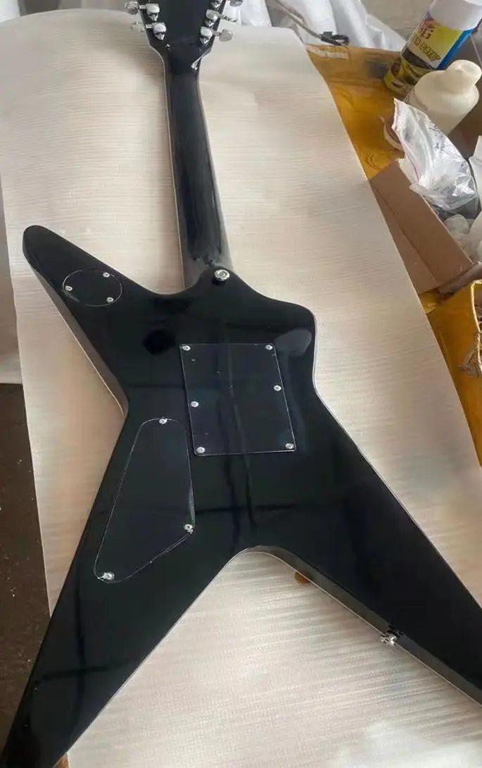 6 String Electric Guitar Broken Mirror Guitar Black Paint Guitar