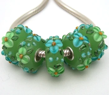 

JGWG1953 5X 100% Authenticity S925 Sterling Silver Beads Murano Glass beads Fit European Charms Bracelet diy jewelry Lampwork