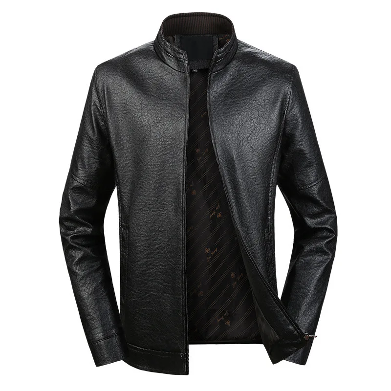 

Autumn New Men PU Leather Jacket Men's Fashion Stand Collar Solid Color Leather Jacket Male Casual Wild Leather Jackets