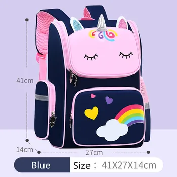 Fengdong cute 3D cartoon school backpack set elementary school bags for girls rainbow love heart children pen pencil handbag set 2