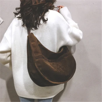 

Corduroy Bag Casual Tote Bag Large-Capacity Handbags Simple Dumplings Bags For Women Shoulder Crossbody Bags Women Schoudertas