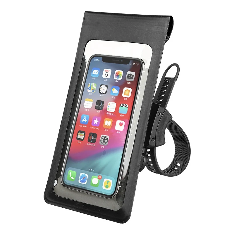 Универсальный велосипедный держатель для телефона с сенсорным экраном, поливинилхлоридный водонепроницаемый чехол для телефона, велосипедная сумка, велосипедный держатель для камеры Сумки контейнеры - Цвет: Black