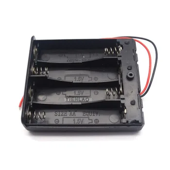 

1Pcs/lot Plastic 6V 4 AA battery cell holder box case compartment with on/off switch and cover