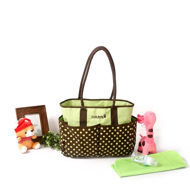 

Dotted Print Hand Mommy Bag Large Capacity-Style Diaper Bag Multi-functional Shoulder Mummy Bag
