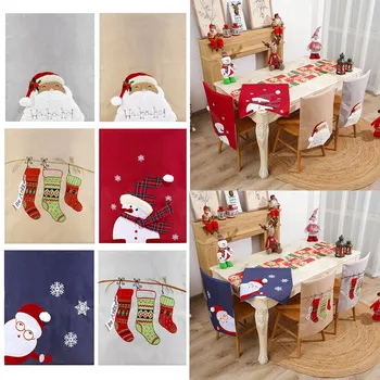

Christmas Chair Back Cover Santa Socks Chair Protector for Home New Year Decoration^o^