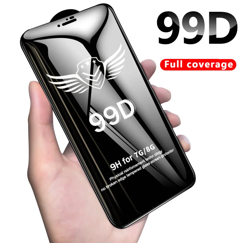 

99D Screen Protector Tempered Glass Case for IPhone 7 8 6 6S Plus X XR XS Max 10 7s 7Plus Xmax Full Back Cover Phone Accessories