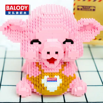 

Cute Animal Pink Pig Building Blocks Model Compatible With Small Particle Assembly Educational ToyS GiftS For Children