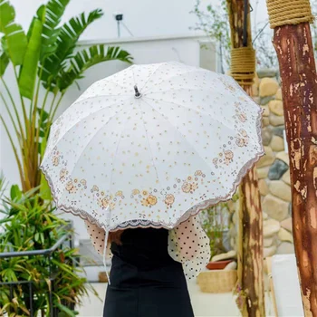 

2020 Lace Floral Umbrella For Women Exquisite Embroidery UV Umbrella For Female Nice Parasol For Summer Distinctive Sunshade