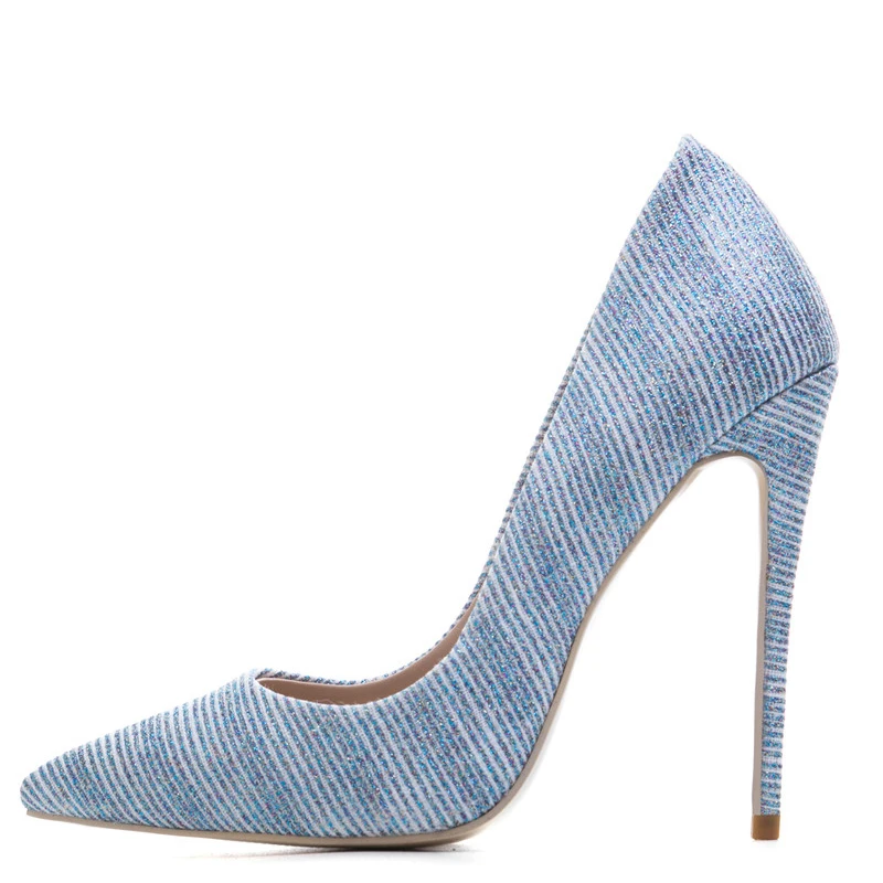 

Woman Gold High Heels Shoes Stiletto Plus Size 33 43 44 45 Blue Silver Wedding Pumps Pointed Toe Sexy Valentine Shoes