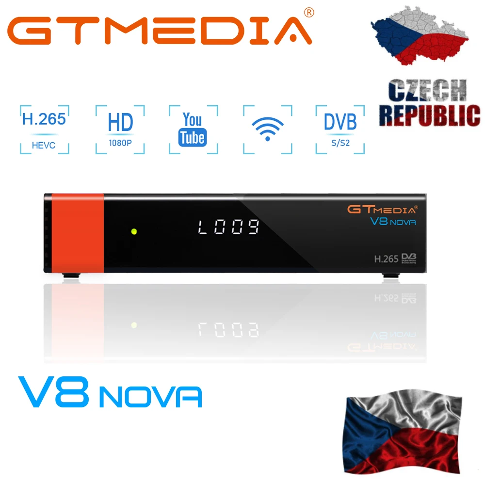 

gtmedia v8 nova DVB-S2 Freesat V7s hd Satellite Receiver H.265 Built-in WIFI+1 Year Europe cccam españa lnb New Version V9 Super