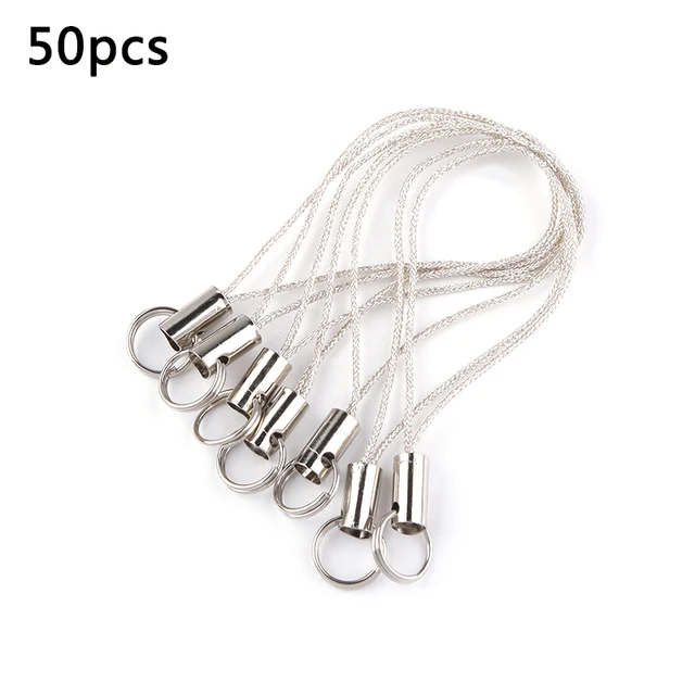 SAUVOO 20/50pcs Gold Double Circle Lobster Clasp Lanyard Strap Cord Cell Phone Mobile Straps Craft Pendant Diy Handmade Material Silver Double loop