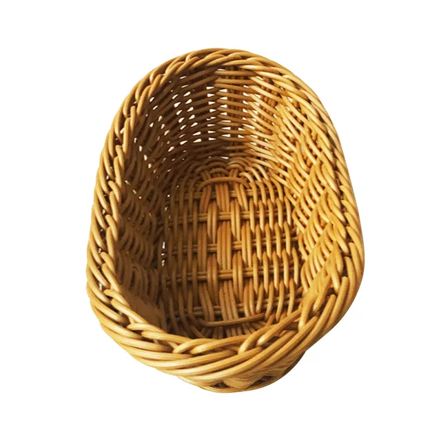 Ovális Ívelt Rattan Fonott Szövött Kosarak Kenyér Gyümölcs Zöldségekhez Étterem Asztali Tárolása - Image 2