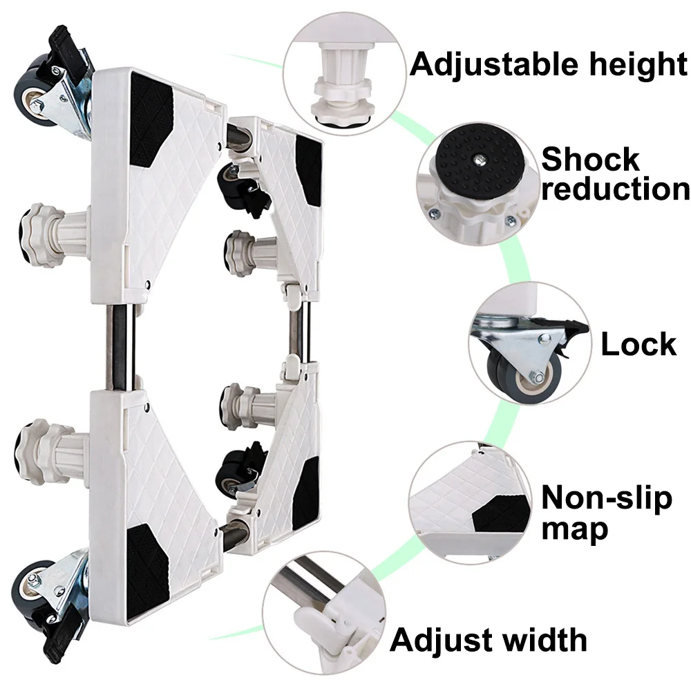 Универсальное подвижное регулируемое основание с 4 фиксирующими поворотными колесами многофункциональное мобильное основание для стиральной машины и холодильника