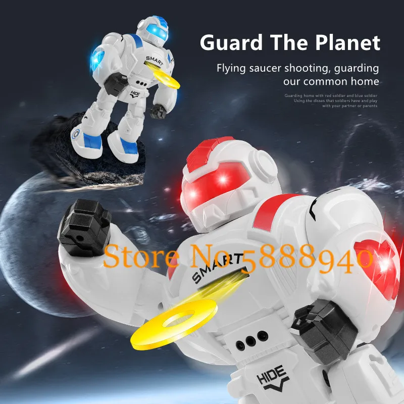 Gesture Sensing Smart Battle Remote Control Robot Launch Flying Saucer Action Demo Sing Dance Cool Lighting Electric RC Kids Toy 3