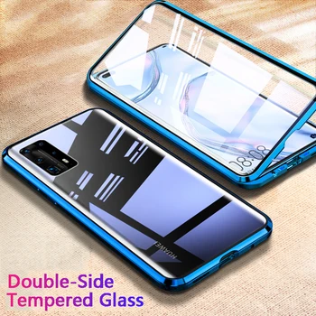 

magnetic flip case for huawei p40 lite 360 full protective bumper double side glass cover for huawei P40 Pro P40 case cover