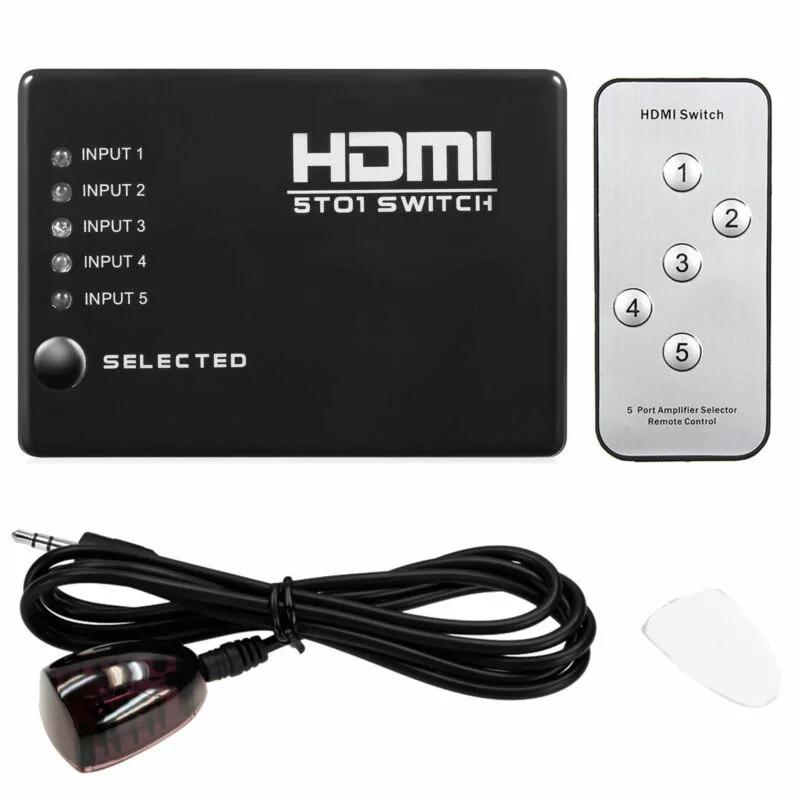 

Black 1080P HDMI Switch Switcher Selector Splitter 5V DC For HDTV PS3 DVD STB