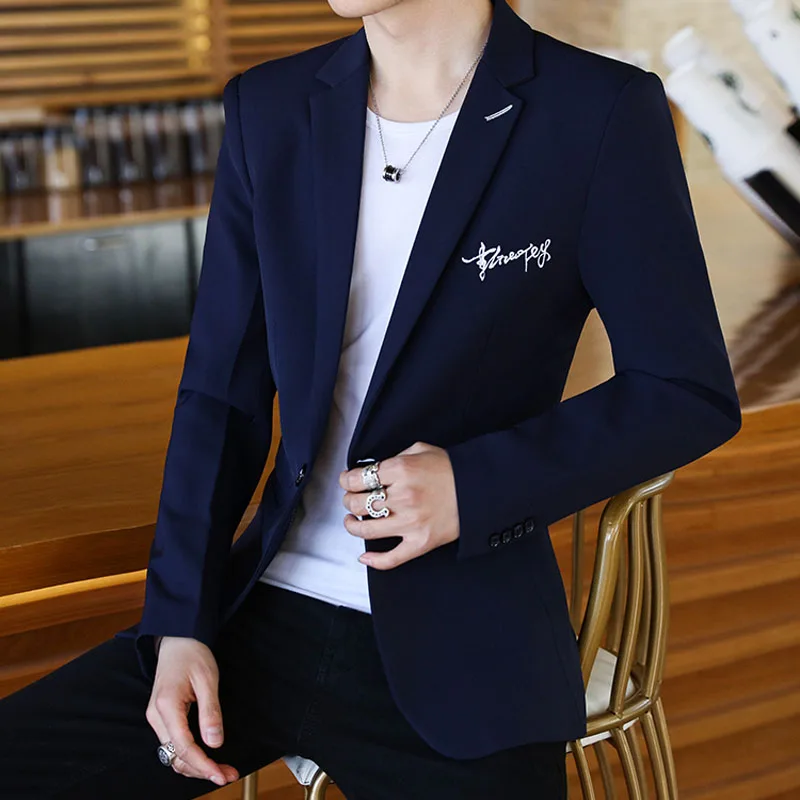 

Men Blazer 2019 New Arrival Spring And Autumn Male Leisure Suit Young Slim Outerwear Student Single Button Korean Style X04