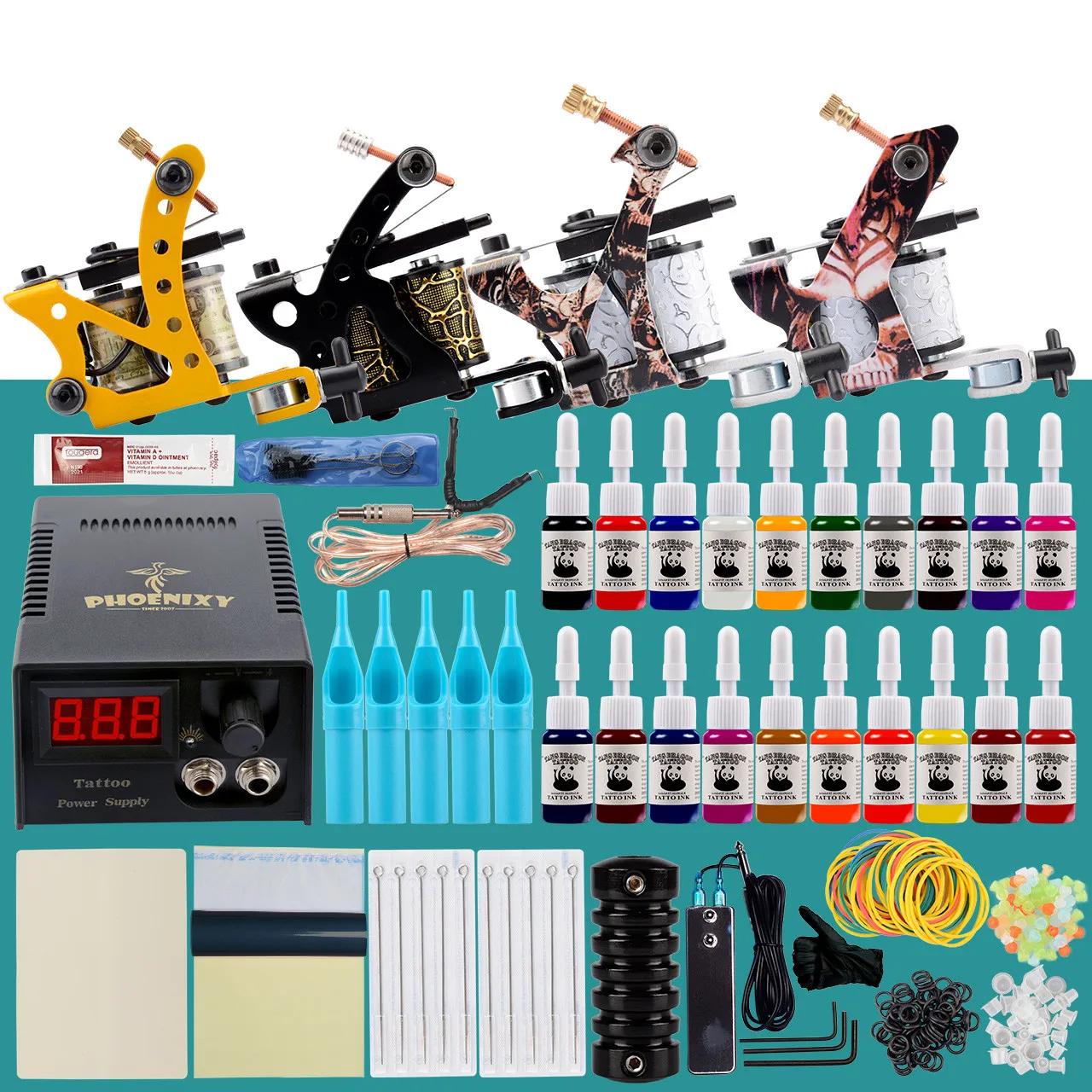 Günstige Professionelle Tattoo Kit Tattoo Maschinen Set Tattoo Inks Pigment Set Strom Versorgung Tattoo Werkzeug Körper Kunst Make Up Komplette Tattoo Set