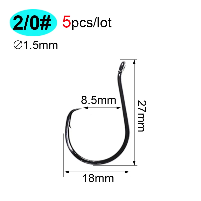5pcs 2I0 ICERIO 5 шт. рыболовный крючок с заусенцем Осьминог Catfish Snapper круг соленой воды крюк высокоуглеродистой стали Офсетные Крючки 1#~ 9/0# рыболовные снасти - Цвет: 5pcs 2I0
